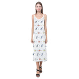 Cute helicopter star pattern V-Neck Open Fork Long Dress