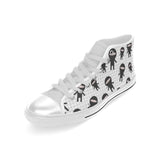 Ninja pattern plaid background Men's High Top Canvas Shoes White