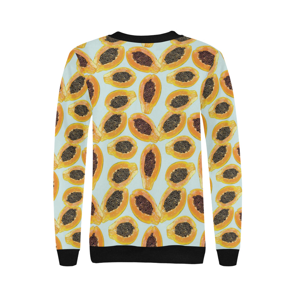 Watercolor papaya pattern Women's Crew Neck Sweatshirt