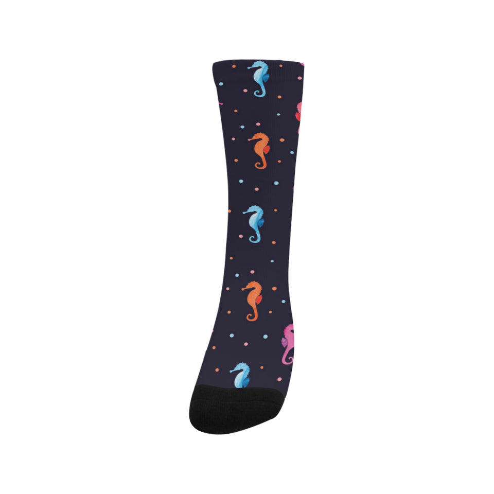 Watercolor colorful seahorse pattern Crew Socks