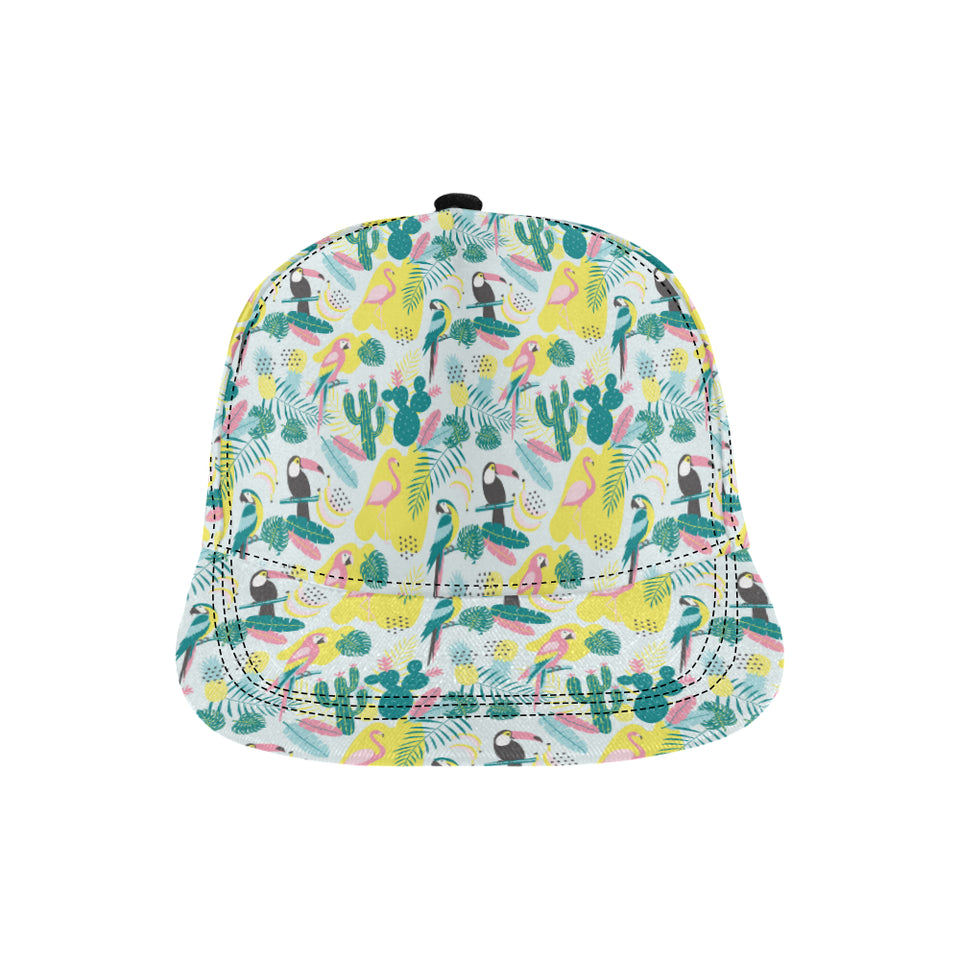 Cute parrot toucan flamingo cactus exotic leaves p All Over Print Snapback Cap