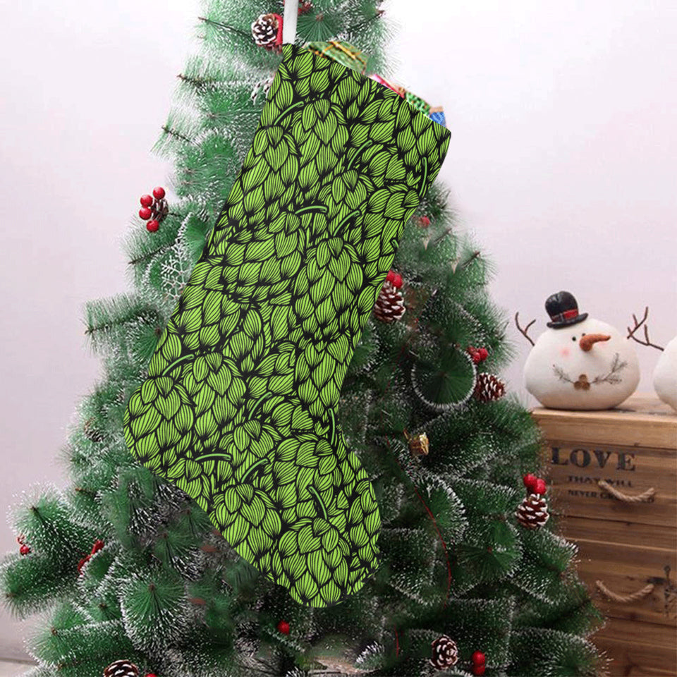 Green hop pattern Christmas Stocking