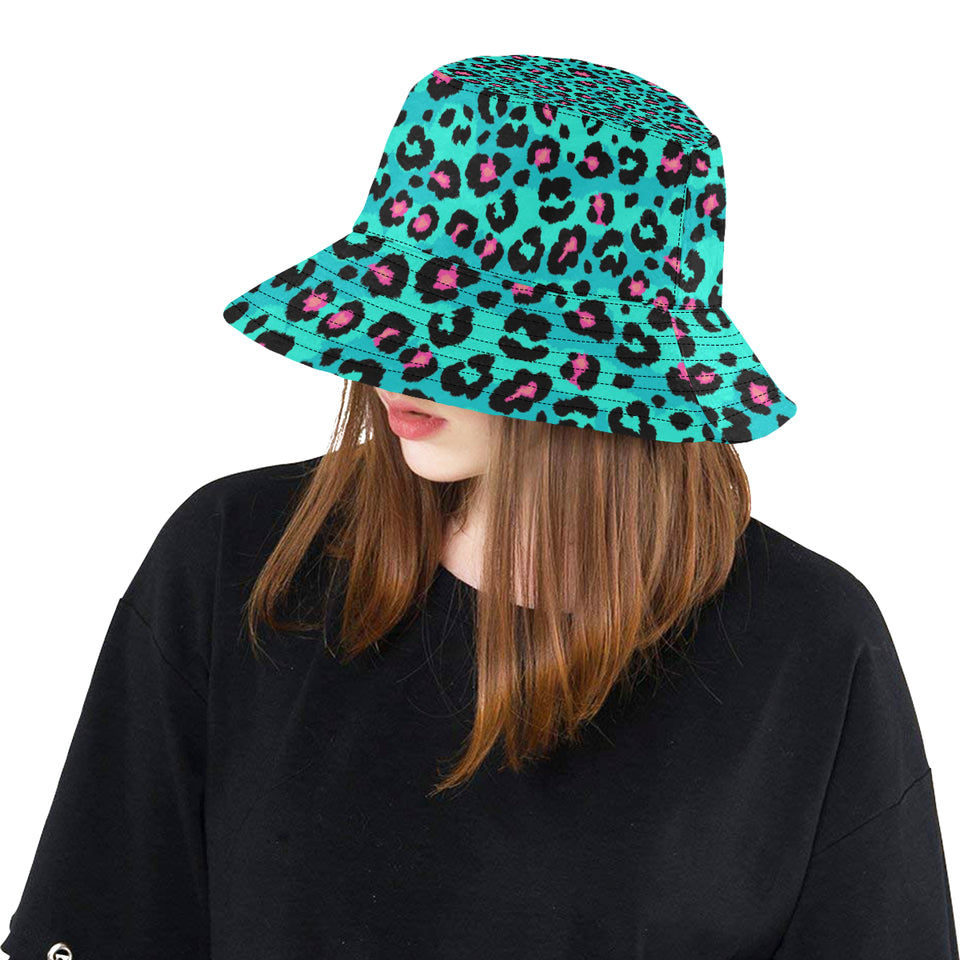 Green leopard skin print pattern Unisex Bucket Hat