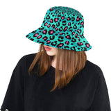 Green leopard skin print pattern Unisex Bucket Hat