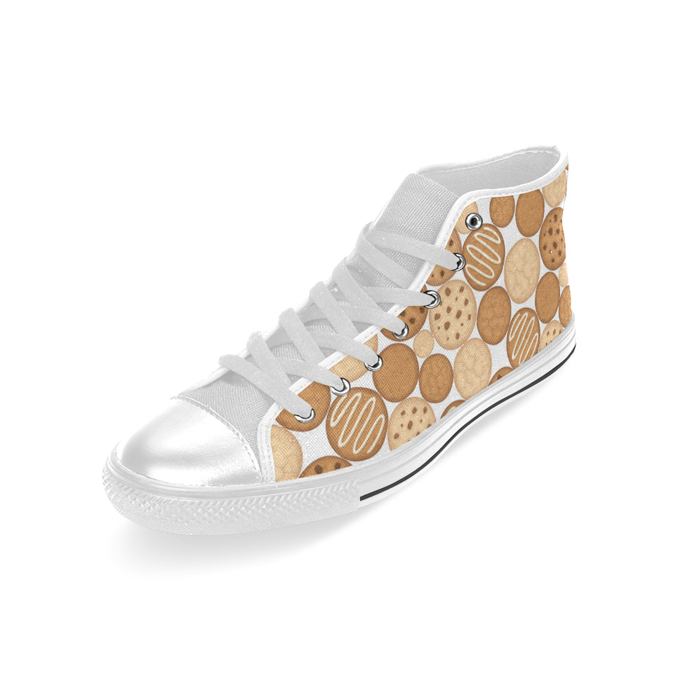 Various cookie pattern Men's High Top Canvas Shoes White