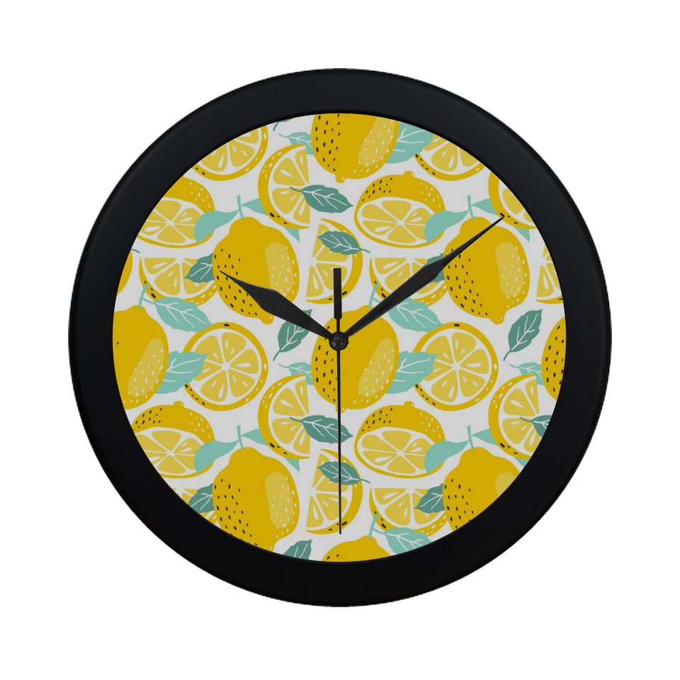lemon design pattern Elegant Black Wall Clock
