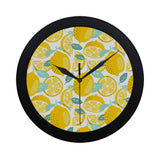 lemon design pattern Elegant Black Wall Clock