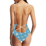 Starfish blue blackground Women's One-Piece Swimsuit