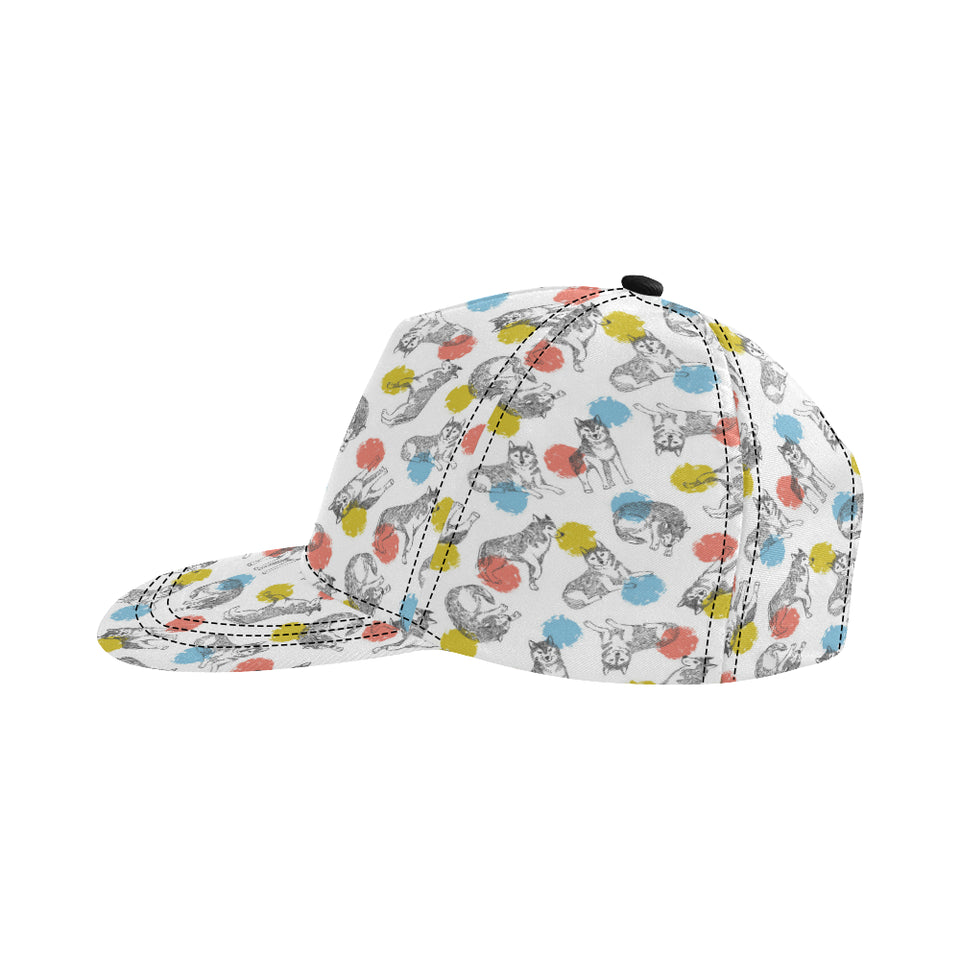 Siberian husky and colorful circle pattern All Over Print Snapback Cap