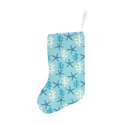 Blue starfish coral reef pattern Christmas Stocking