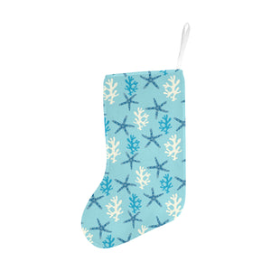 Blue starfish coral reef pattern Christmas Stocking