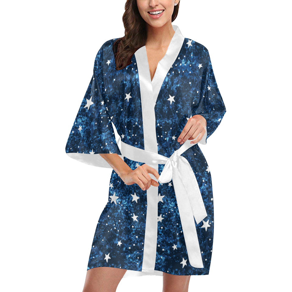 Night sky star pattern Women's Short Kimono Robe