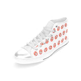 Daruma japanese wooden doll pattern Women's High Top Canvas Shoes White