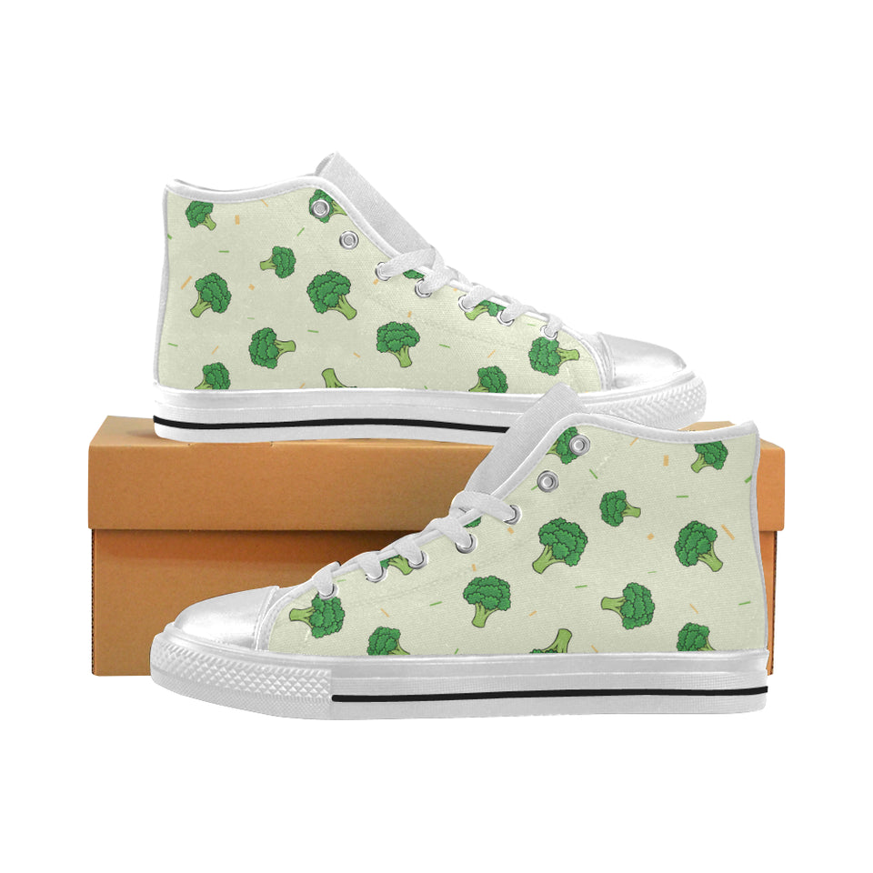 Broccoli pattern Women's High Top Canvas Shoes White