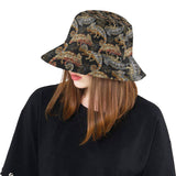 Chameleon lizard tropical leaves palm tree Unisex Bucket Hat