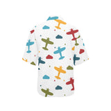 Airplane star cloud colorful Women's All Over Print Hawaiian Shirt