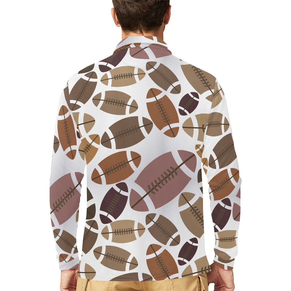 American football ball pattern Men's Long Sleeve Polo Shirt