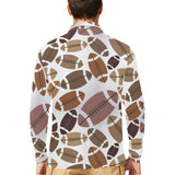 American football ball pattern Men's Long Sleeve Polo Shirt