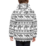 Camel polynesian tribal pattern Kids' Boys' Girls' Padded Hooded Jacket