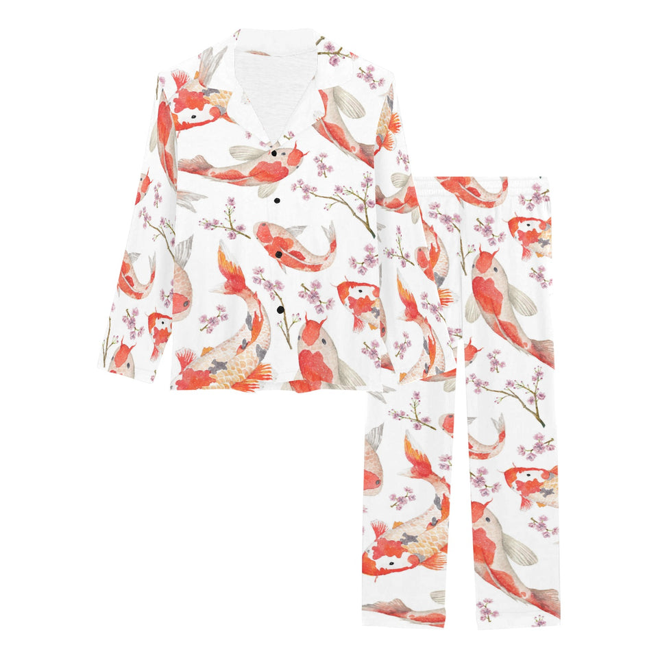 Watercolor Koi Fish Carp Fish pattern Women's Long Pajama Set