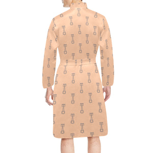 Engine Piston Cream Background Pattern Design 04 Men's Long Sleeve Belted Night Robe
