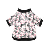 Zebra pink flower background All Over Print Pet Dog Round Neck Fuzzy Shirt