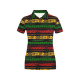 Canabis Marijuana Weed Pattern Print Design 04 Women's All Over Print Polo Shirt