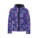 Cute owls pattern boho style ornament Kids' Boys' Girls' Padded Hooded Jacket