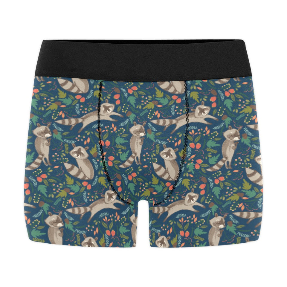 Raccoon tropical leaves pattern Men's All Over Print Boxer Briefs Men's Underwear