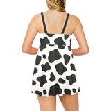 Cow skin pattern Chest Sexy Pleated Two Piece Swim Dress