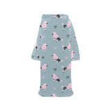 poodle dog pattern Blanket Robe with Sleeves
