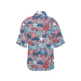 Hand drawn colorful starfish Women's All Over Print Hawaiian Shirt