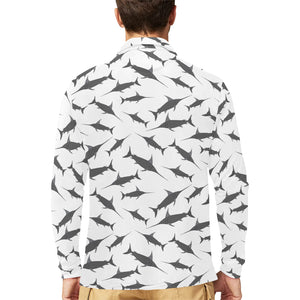 Swordfish Pattern Print Design 04 Men's Long Sleeve Polo Shirt