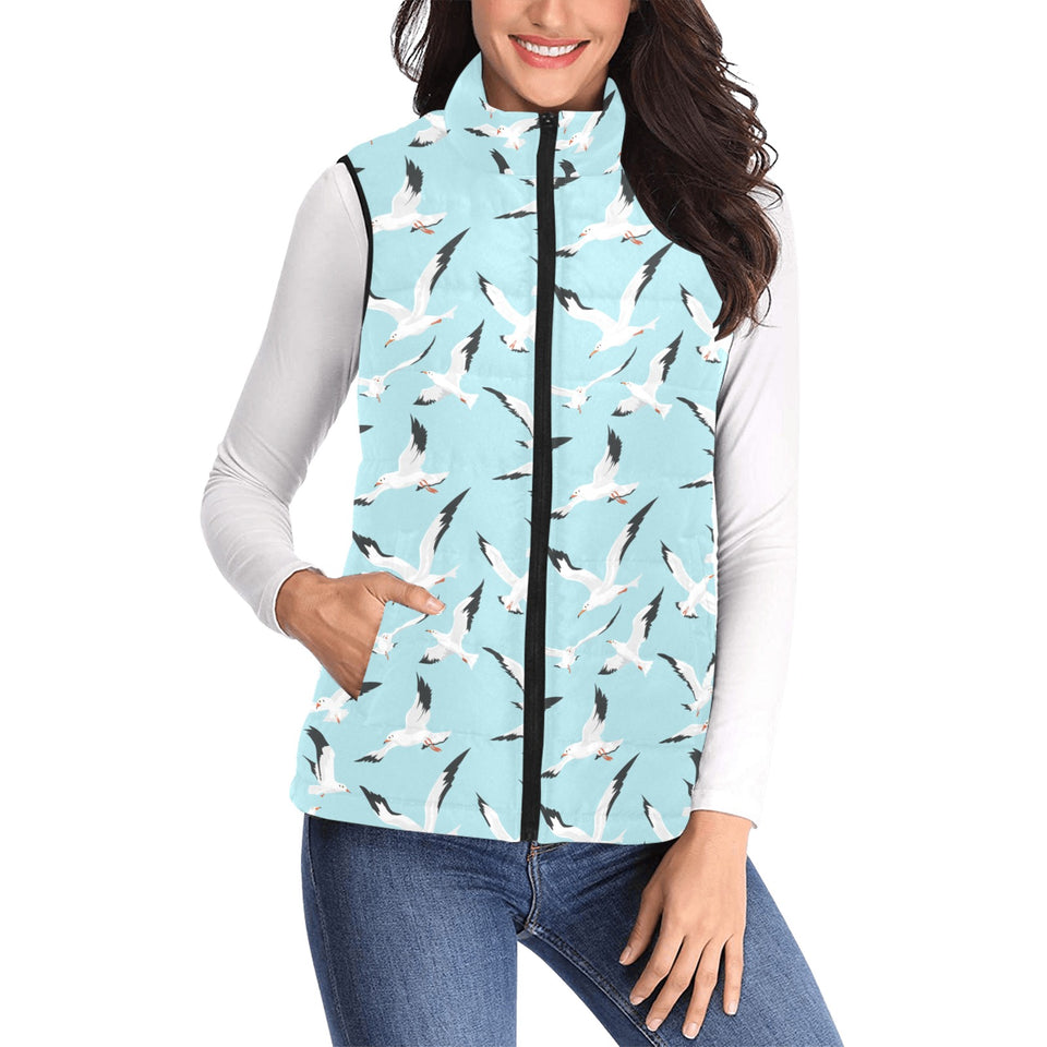 Seagull Pattern Print Design 01 Women's Padded Vest
