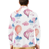 Watercolor air balloon cloud pattern Men's Long Sleeve Polo Shirt