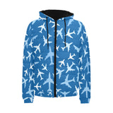 Airplane pattern in the sky Men's Padded Hooded Jacket