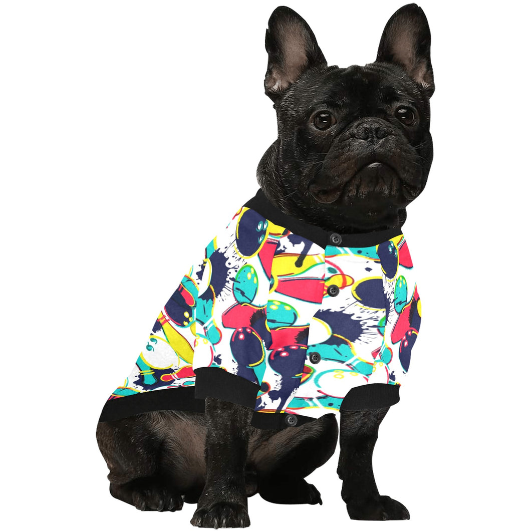 watercolor bowling ball pins All Over Print Pet Dog Round Neck Fuzzy Shirt