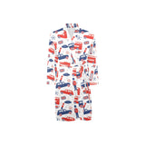 British Pattern Print Design 03 Men's Long Sleeve Belted Night Robe