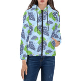Watercolor grape pattern Women's Padded Hooded Jacket