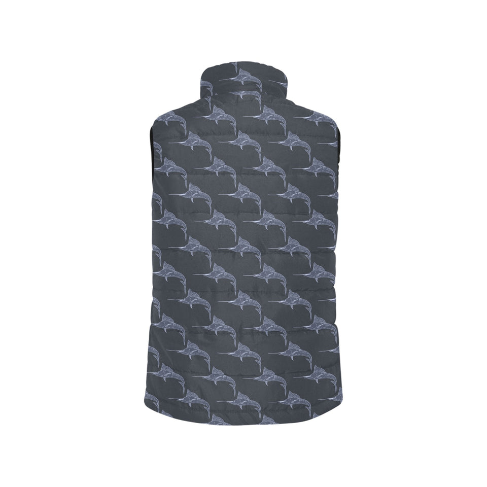 Swordfish Pattern Print Design 03 Women's Padded Vest