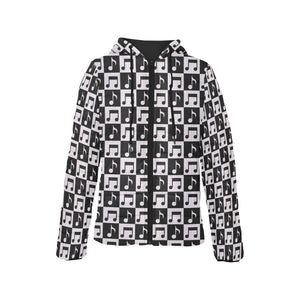 Music Notes Pattern Print Design 01 Women's Padded Hooded Jacket