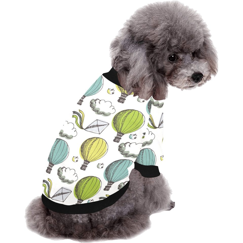 Hot Air Balloon Bird Cloud Pattern All Over Print Pet Dog Round Neck Fuzzy Shirt
