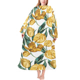 yellow tulips pattern Blanket Robe with Sleeves