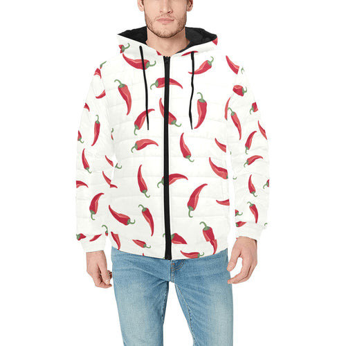 Chili peppers pattern Men's Padded Hooded Jacket