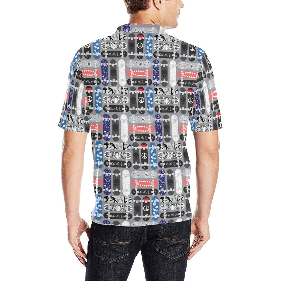Skate Board Pattern Print Design 04 Men's All Over Print Polo Shirt
