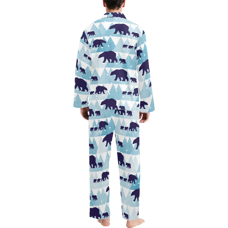 polar bear winter snow pattern Men's Long Pajama Set