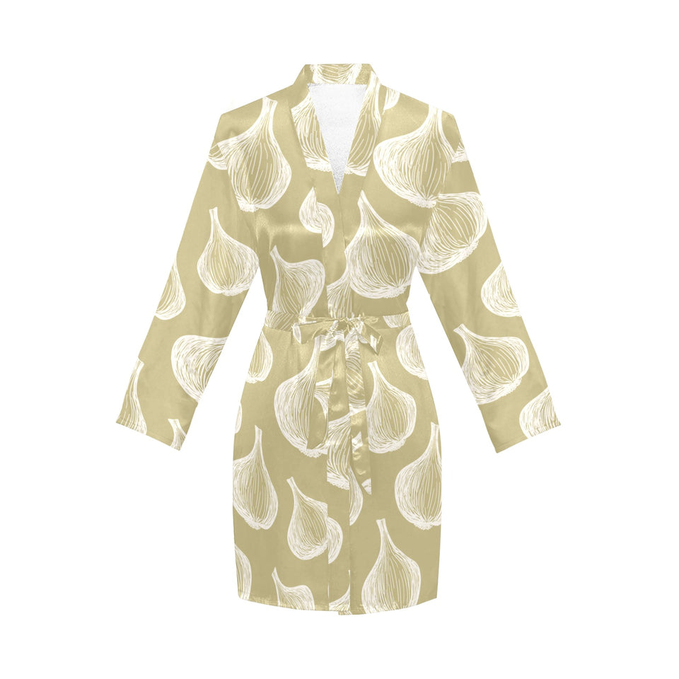 Garlic design pattern Women's Long Sleeve Belted Night Robe