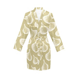 Garlic design pattern Women's Long Sleeve Belted Night Robe