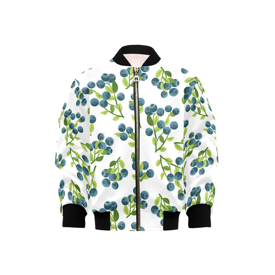 blueberry white background Kids' Boys' Girls' Bomber Jacket