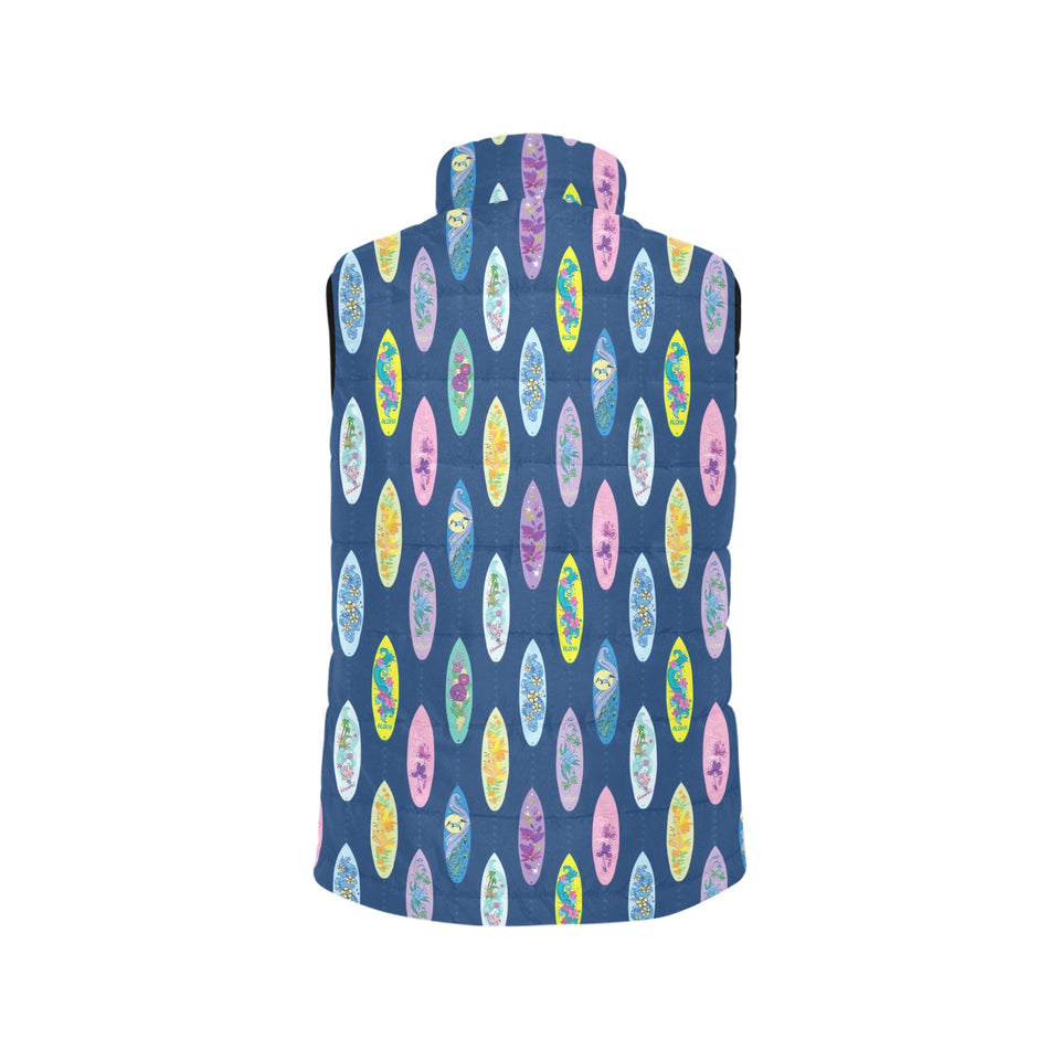 Surfboard Pattern Print Design 03 Women's Padded Vest